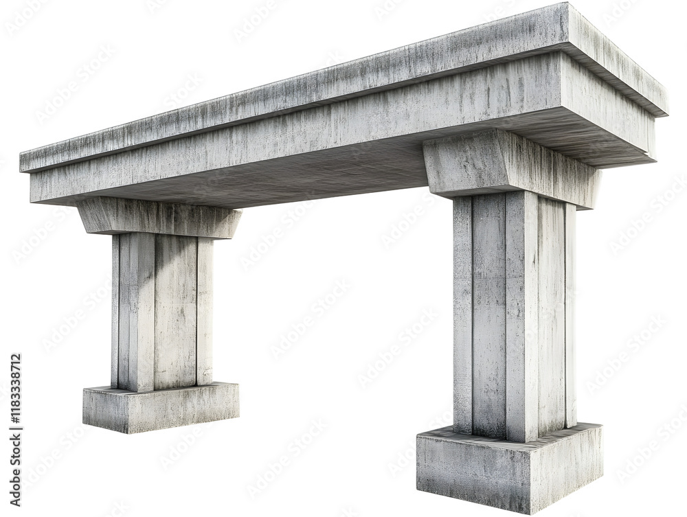 Fototapeta premium Concrete bridge structure on white isolated background.