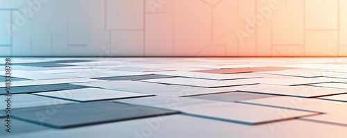 Floor abstract background idea. Abstract geometric background with squares in a modern design and soft lighting. photo