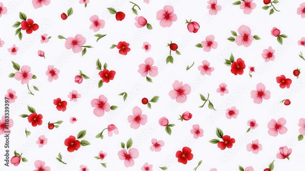 Charming retro floral pattern featuring delicate small flowers in vibrant colors for a vintage touch.