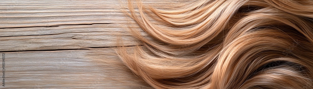 Fototapeta premium Afrotextured extensions, auburn, placed neatly on a rustic wooden platform