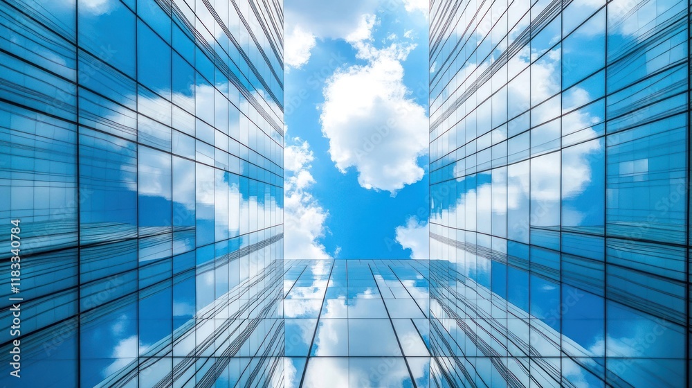 Dubai's skyline with clouds reflecting on modern glass buildings, Dubai's skyline with clouds reflecting on modern glass buildings,