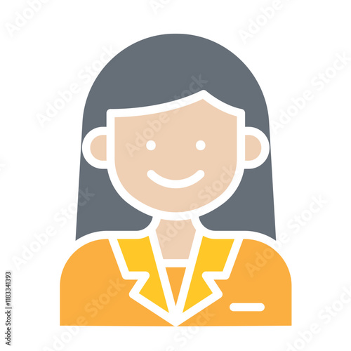 Woman icon in flat color style