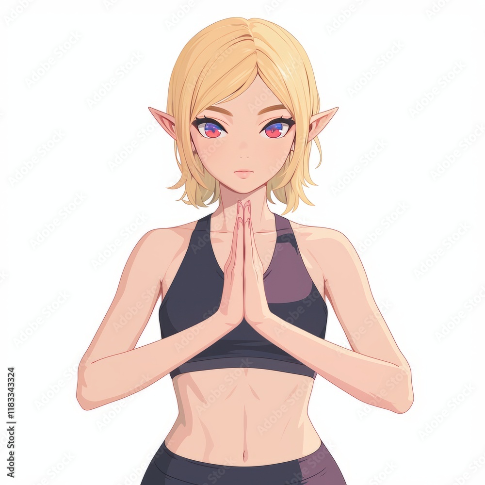 Elf Girl Striking a Yoga Pose Generative AI Elf Girl Striking a Yoga Pose Generative AI