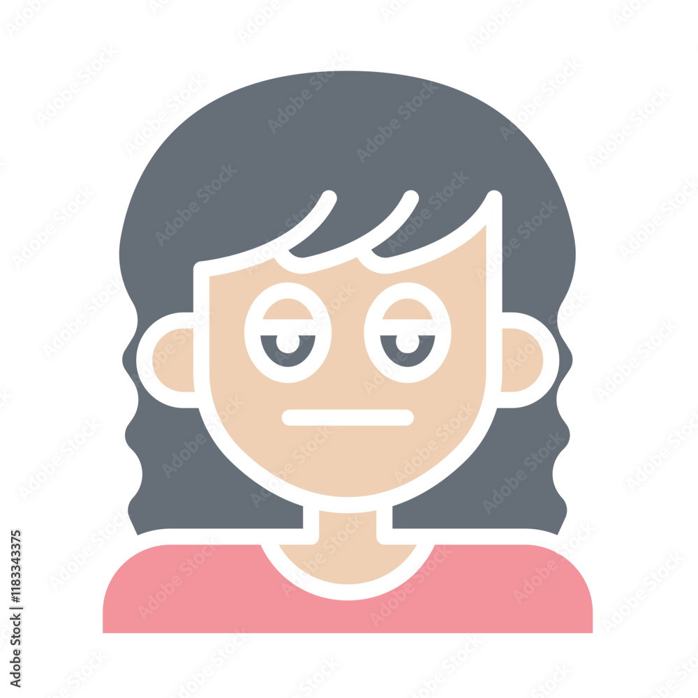 Tired woman icon in flat color style Tired woman icon in flat color style