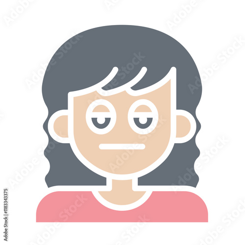 Tired woman icon in flat color style