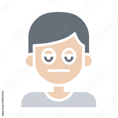 Tired man icon in flat color style