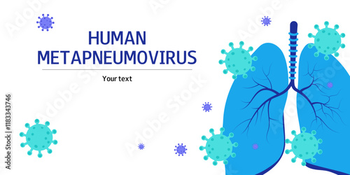 Metapneumovirus or hMPV vector background. Virus attack the lungs. Free space for text. Medical flat illustration.