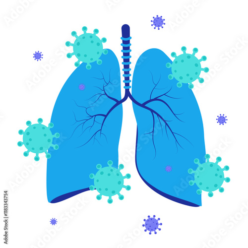 Virus affect the lungs. Human metapneumovirus. Flat vector design for medical banner, poster.