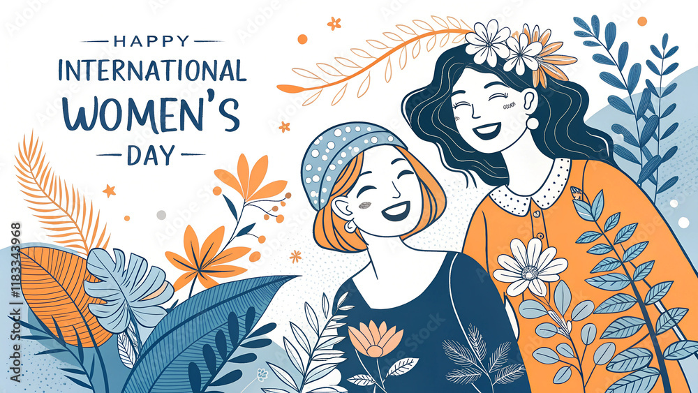 International Women's Day illustration, diverse women International Women's Day illustration, diverse women
