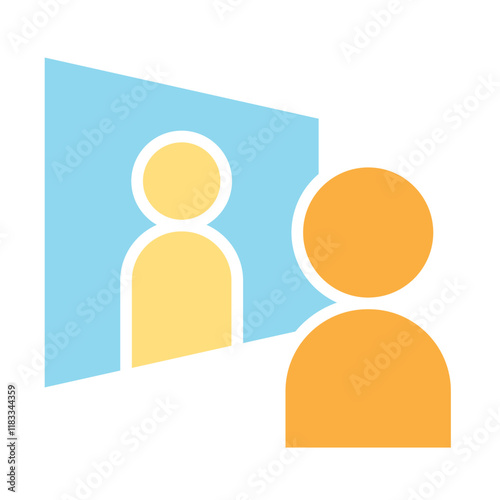 Video conference icon in flat color style