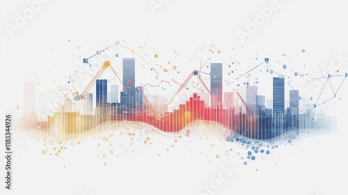 Wallpaper Mural Abstract white background with Colorful charts and graphs with statistics to innovative analyze business potential and forecast future development of companies growth. Torontodigital.ca