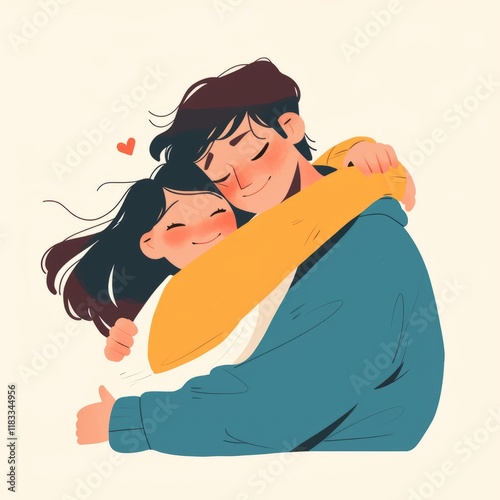 Couple's Tender Hug Against a White Background Generative AI photo