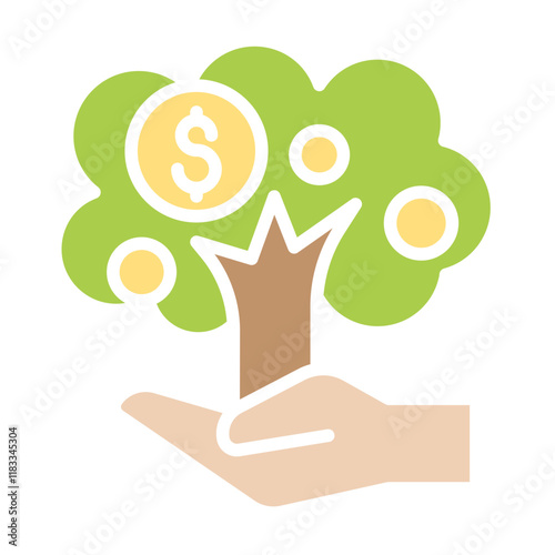 Investment icon in flat color style