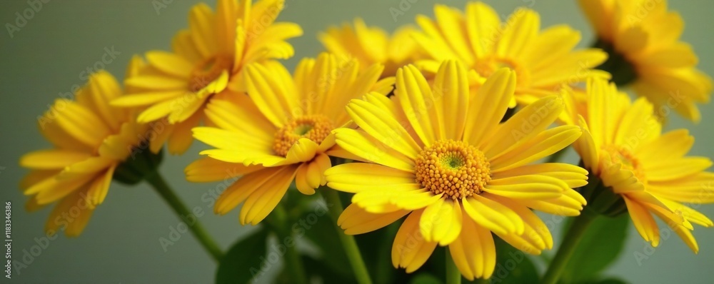 A bouquet of fresh bright yellow calendula flowers, nature, bouquet A bouquet of fresh bright yellow calendula flowers, nature, bouquet