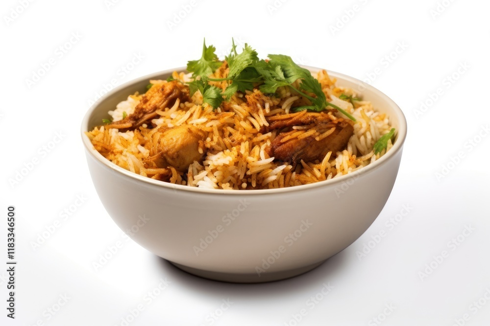 Chicken biryani food rice white background. Chicken biryani food rice white background.