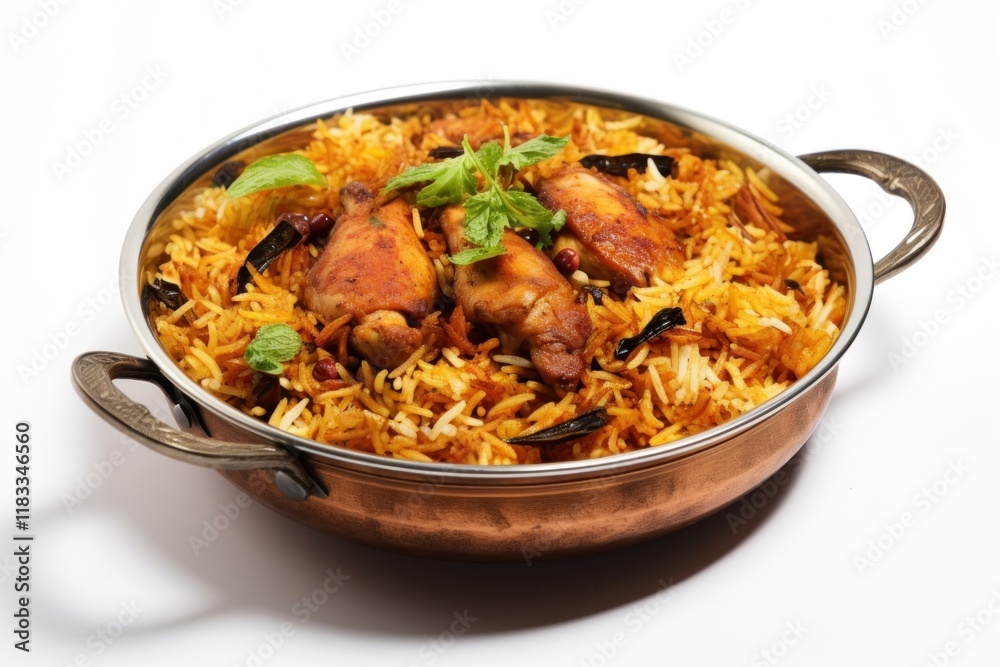 Chicken biryani food meal white background. Chicken biryani food meal white background.