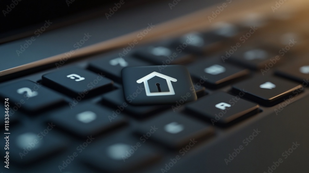 Home icon on laptop keyboard key. Home icon on laptop keyboard key.