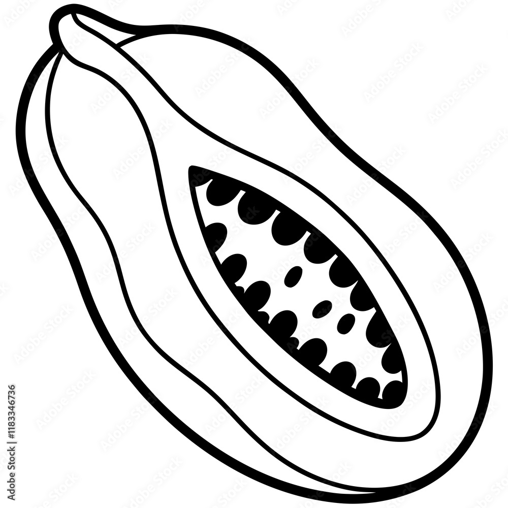 Pawpaw Fruit Sketch Vector Art Pawpaw Fruit Sketch Vector Art