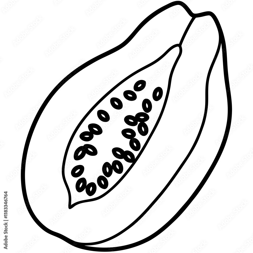 Pawpaw Fruit Sketch Vector Art Pawpaw Fruit Sketch Vector Art
