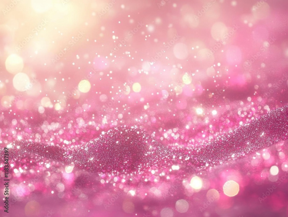 Pink Glitter Sparkles Gently with Dreamy Light and Soft Bokeh, Festive Background Theme Pink Glitter Sparkles Gently with Dreamy Light and Soft Bokeh, Festive Background Theme