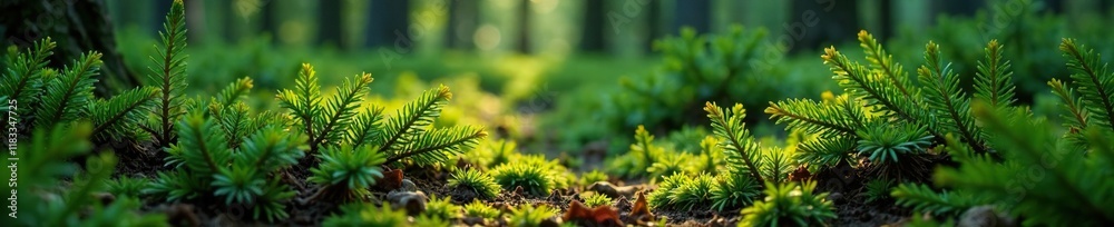 Delicate Nordmann fir branches scattered on forest floor, branches, foliage, nordmann firs Delicate Nordmann fir branches scattered on forest floor, branches, foliage, nordmann firs