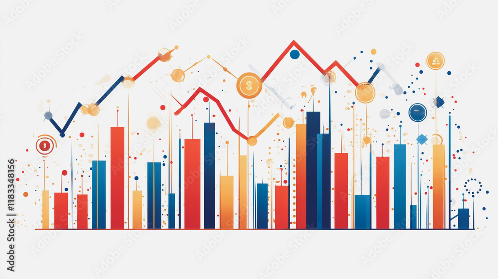 Abstract white background with Colorful charts and graphs with statistics to innovative analyze business potential and forecast future development of companies growth. Abstract white background with Colorful charts and graphs with statistics to innovative analyze business potential and forecast future development of companies growth.
