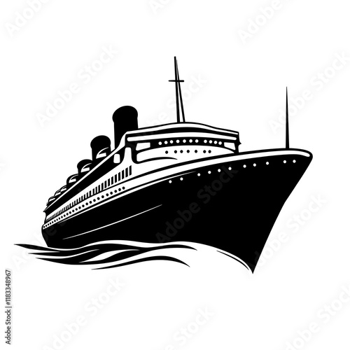Vector illustration of a majestic cruise ship on the water.