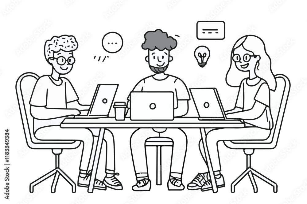Vector Art of Modern Workspaces Man business working at his desk with a laptop and surrounded by office decor vector design Art & Illustration Vector Art of Modern Workspaces Man business working at his desk with a laptop and surrounded by office decor vector design Art & Illustration