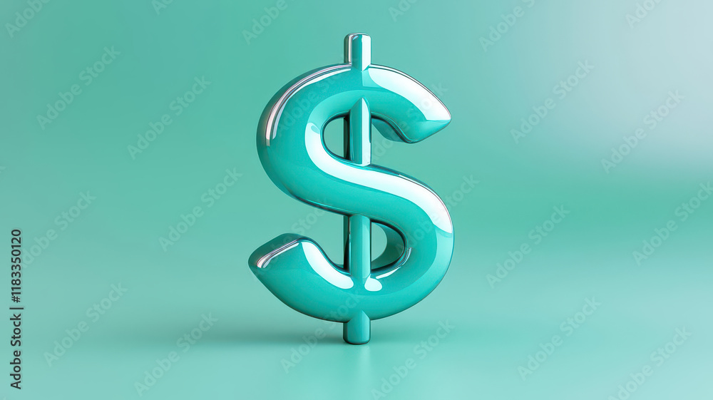 Obraz premium A vibrant turquoise dollar sign symbolizing wealth and financial success.