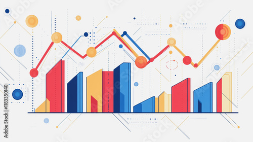 Abstract white background with Colorful charts and graphs with statistics to innovative analyze business potential and forecast future development of companies growth.