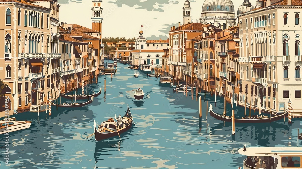 Fototapeta premium Venice canal pattern wallpaper
