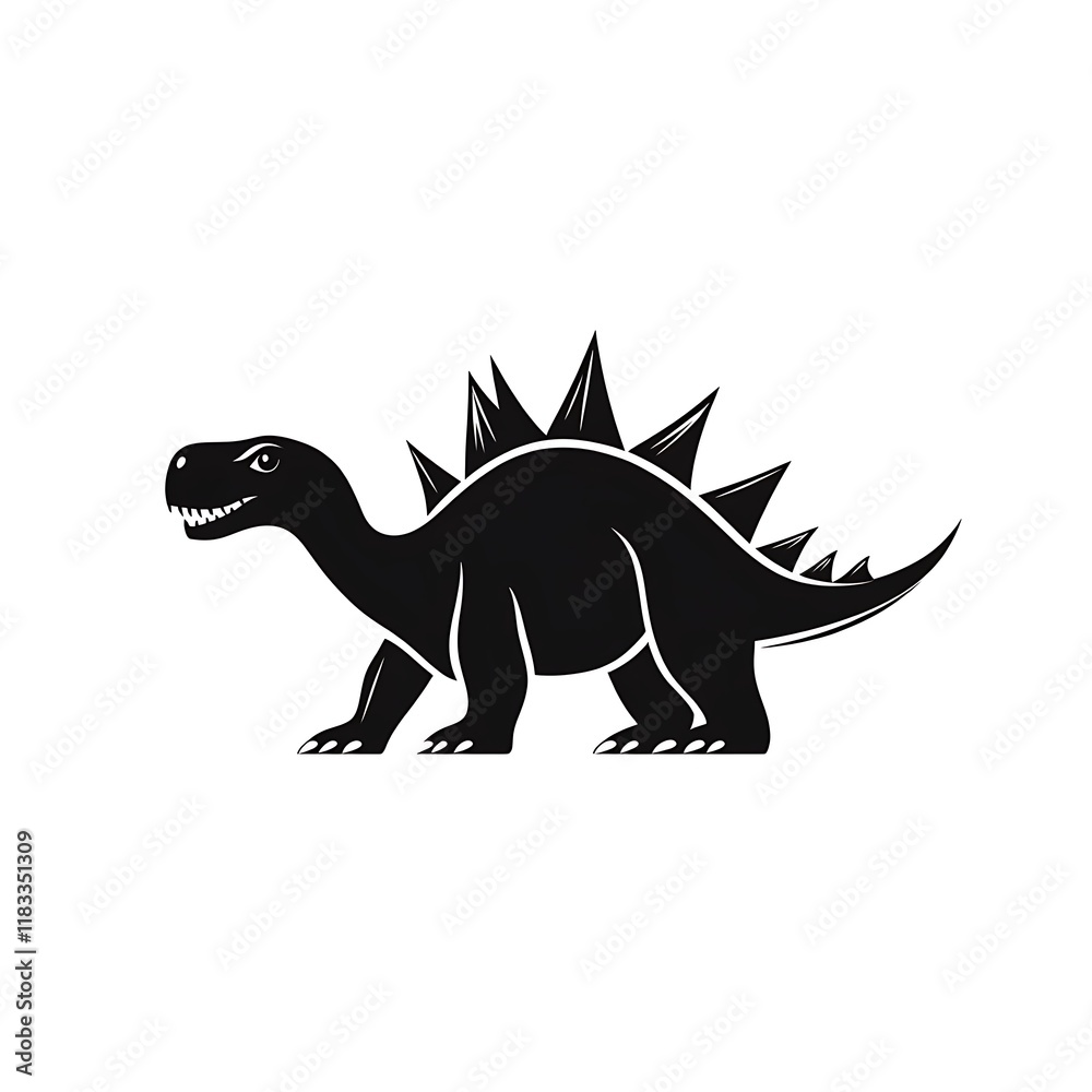 Fototapeta premium Cute Stegosaurus Silhouette against a Plain Background
