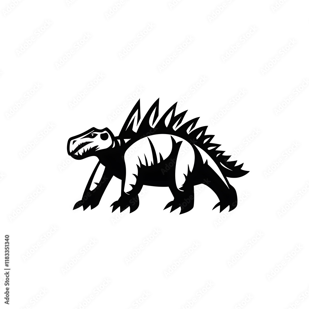 Fototapeta premium Cute Stegosaurus Silhouette against a Plain Background