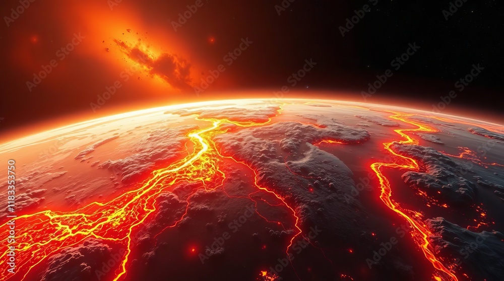 The surface of the Earth's birth, which is covered in lava and heat all over the world. The surface of the Earth's birth, which is covered in lava and heat all over the world.
