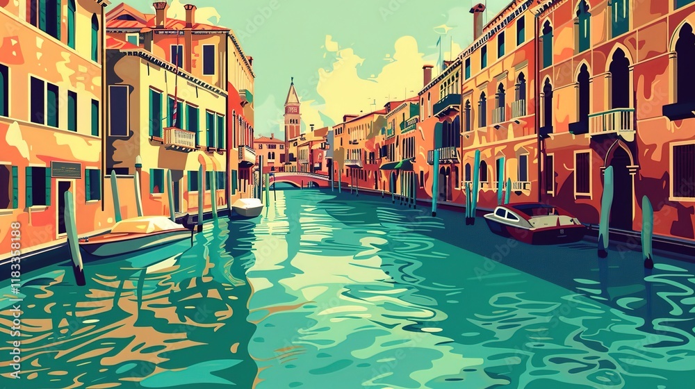 Obraz premium Venice canal seamless pattern wallpaper