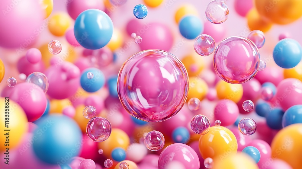 Colorful spheres float in a vibrant abstract scene Colorful spheres float in a vibrant abstract scene