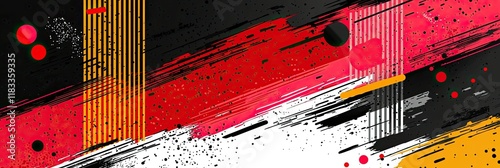 Abstract Red Black White and Yellow Brush Strokes Design