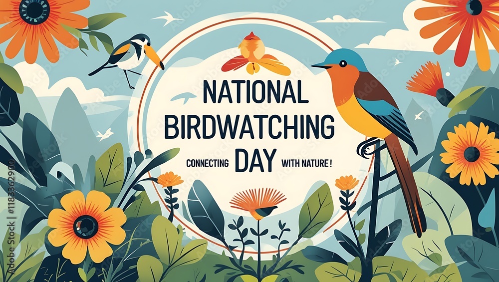Naklejka premium National Birdwatching Day Celebrates Birds and Nature