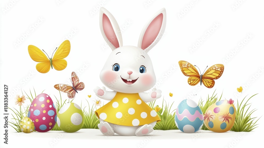 Easter'Day Easter Eggs Easter Tulip Cute bunny with Easter eggs and butterflies in a sunny field. Easter'Day Easter Eggs Easter Tulip Cute bunny with Easter eggs and butterflies in a sunny field.