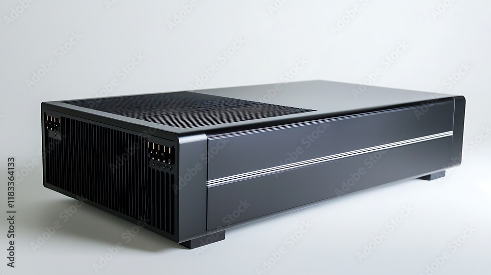 A black computer tower with a black fan on top A black computer tower with a black fan on top