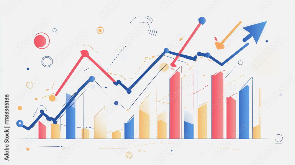 Abstract white background with Colorful charts and graphs with statistics to innovative analyze business potential and forecast future development of companies growth. Abstract white background with Colorful charts and graphs with statistics to innovative analyze business potential and forecast future development of companies growth.