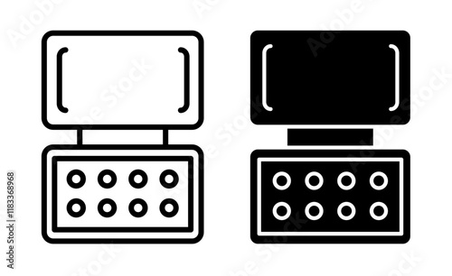 Makeup palette icons set in fill and stroke style on white background