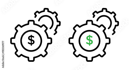 Money processes icons set in fill and stroke style on white background