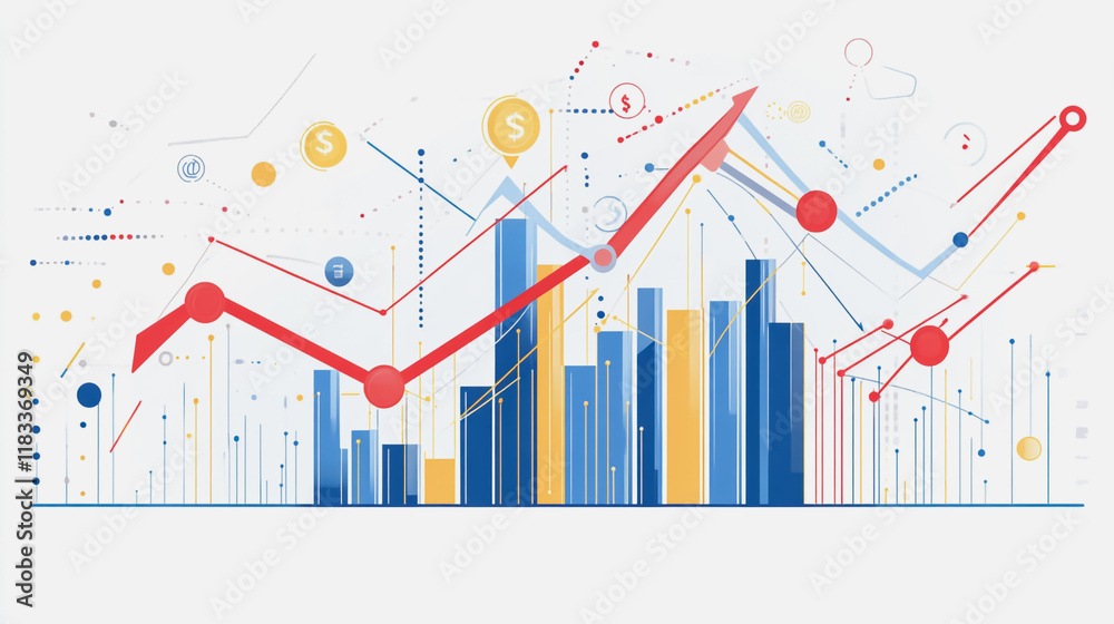 Abstract white background with Colorful charts and graphs with statistics to innovative analyze business potential and forecast future development of companies growth. Abstract white background with Colorful charts and graphs with statistics to innovative analyze business potential and forecast future development of companies growth.