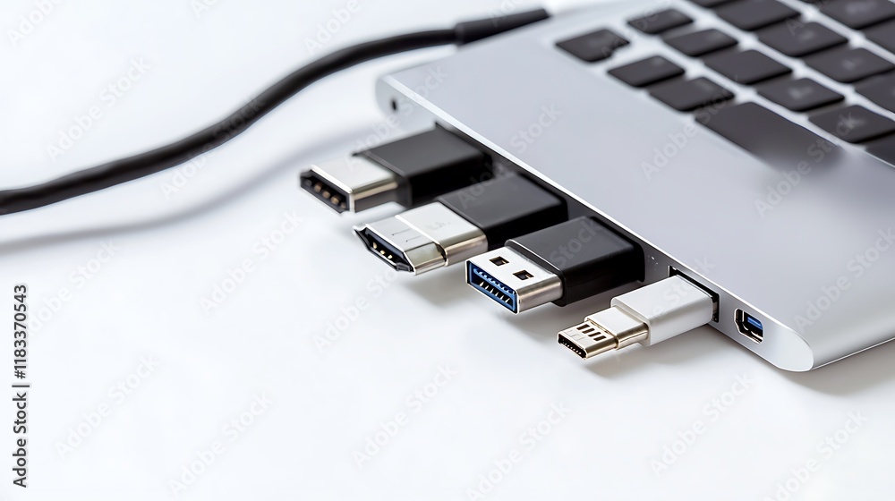 A laptop with a bunch of cords coming out of it A laptop with a bunch of cords coming out of it