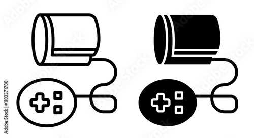 Sphygmomanometer icons set in fill and stroke style on white background