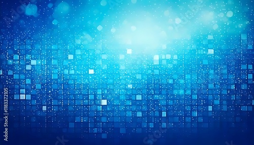 Wallpaper Mural A luminous blue grid of squares and bokeh creates a sparkling effect Torontodigital.ca