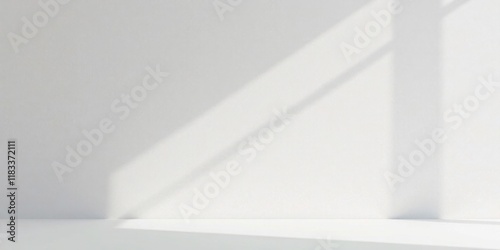 Serene Minimalist White Wall with Light and Shadow Display