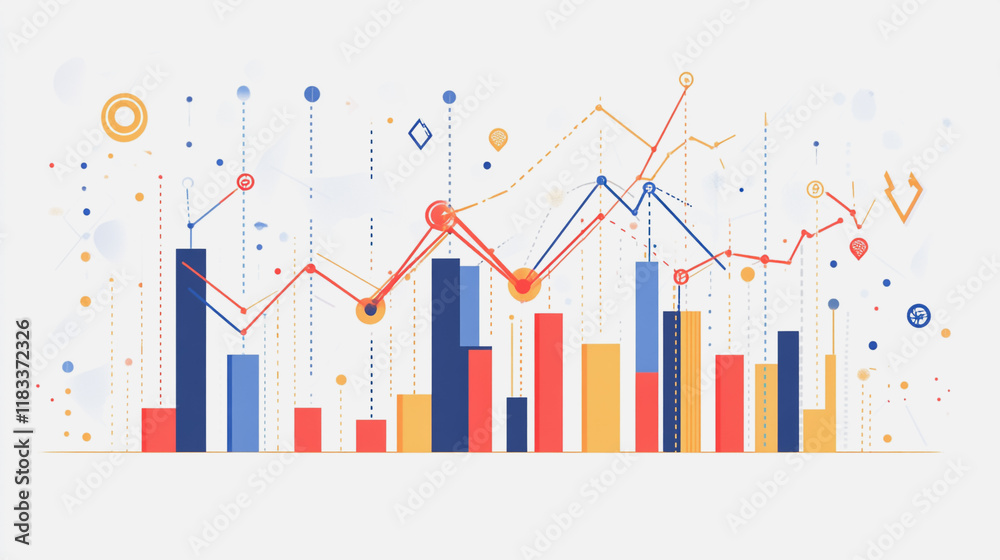 Abstract white background with Colorful charts and graphs with statistics to innovative analyze business potential and forecast future development of companies growth. Abstract white background with Colorful charts and graphs with statistics to innovative analyze business potential and forecast future development of companies growth.
