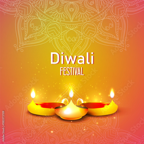 Vector illustration of Diwali festival. Hindu holiday religion concept. Deepavali or diwali festival of lights.